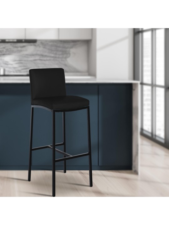 Juego de 2 taburetes de bar Freeport piel sintética B, negro