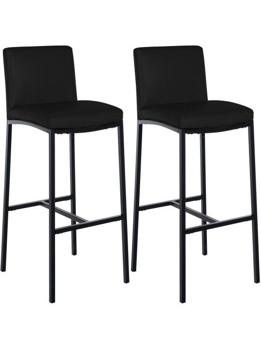 Juego de 2 taburetes de bar Freeport piel sintética B, negro
