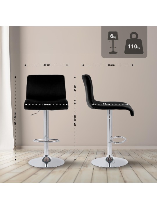 Taburete de bar Hoover terciopelo C, negro