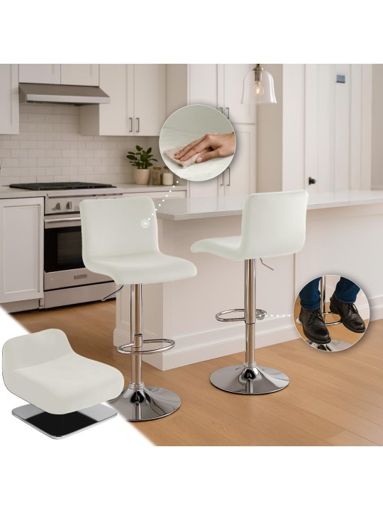 Taburete de bar Hoover terciopelo C, crema