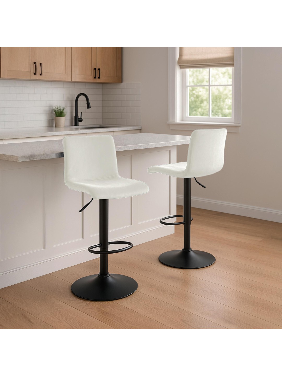 Taburete de bar Hoover terciopelo B, crema