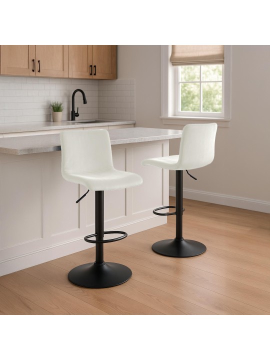 Taburete de bar Hoover terciopelo B, crema