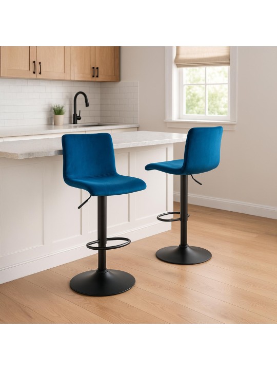 Taburete de bar Hoover terciopelo B, azul Taburete de bar Hoover terciopelo B, azul