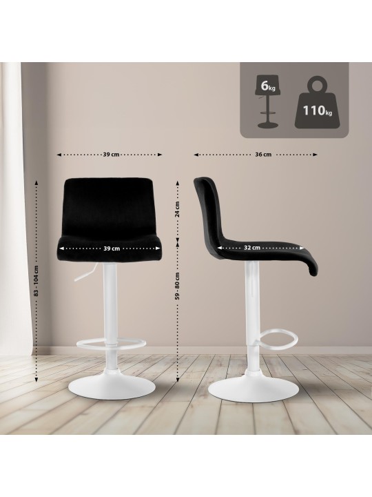 Taburete de bar Hoover terciopelo W, negro