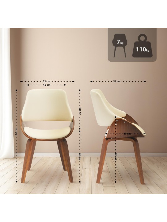 Juego de 2 sillas de comedor Vangale, nogal/crema