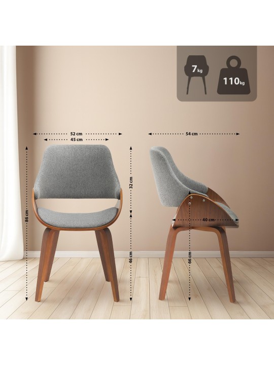 Juego de 2 sillas de comedor Vangale, nogal/gris oscuro