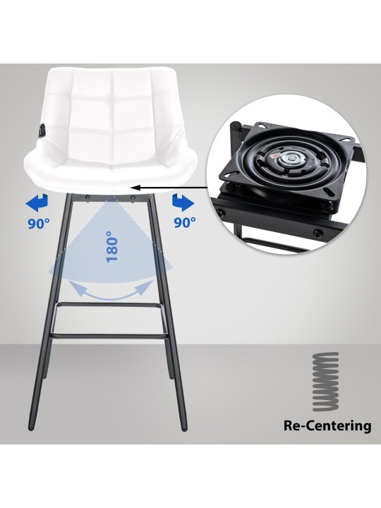 Juego de 4 taburetes de bar giratorios Weston de piel sintética, blanco