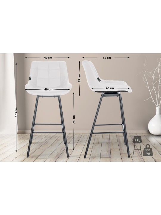 Juego de 4 taburetes de bar giratorios Weston de piel sintética, blanco