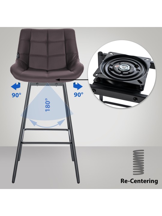 Juego de 4 taburetes de bar giratorios Weston de piel sintética, marrón Juego de 4 taburetes de bar giratorios Weston de piel sintética, marrón