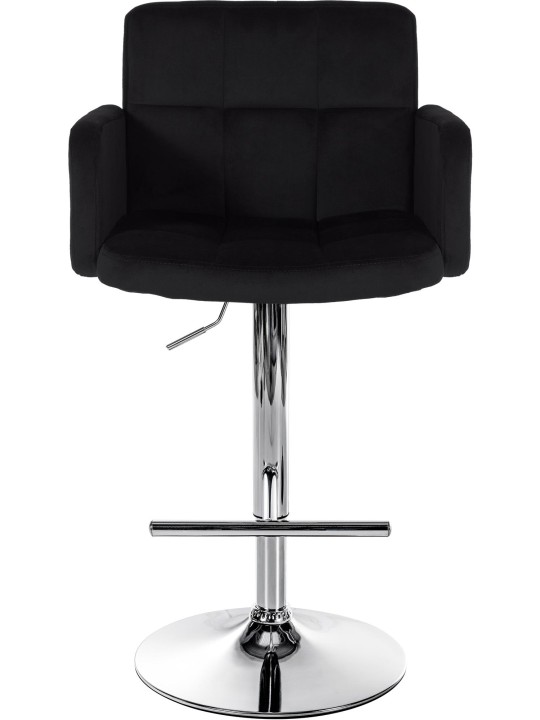 Juego de 2 taburetes de bar Los Angeles terciopelo cromado, negro