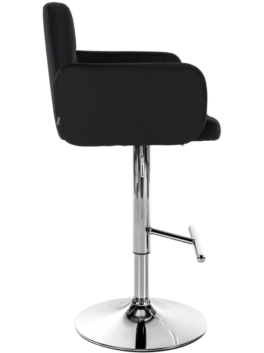 Juego de 2 taburetes de bar Los Angeles terciopelo cromado, negro