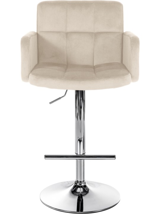Juego de 2 taburetes de bar Los Angeles terciopelo cromado, crema