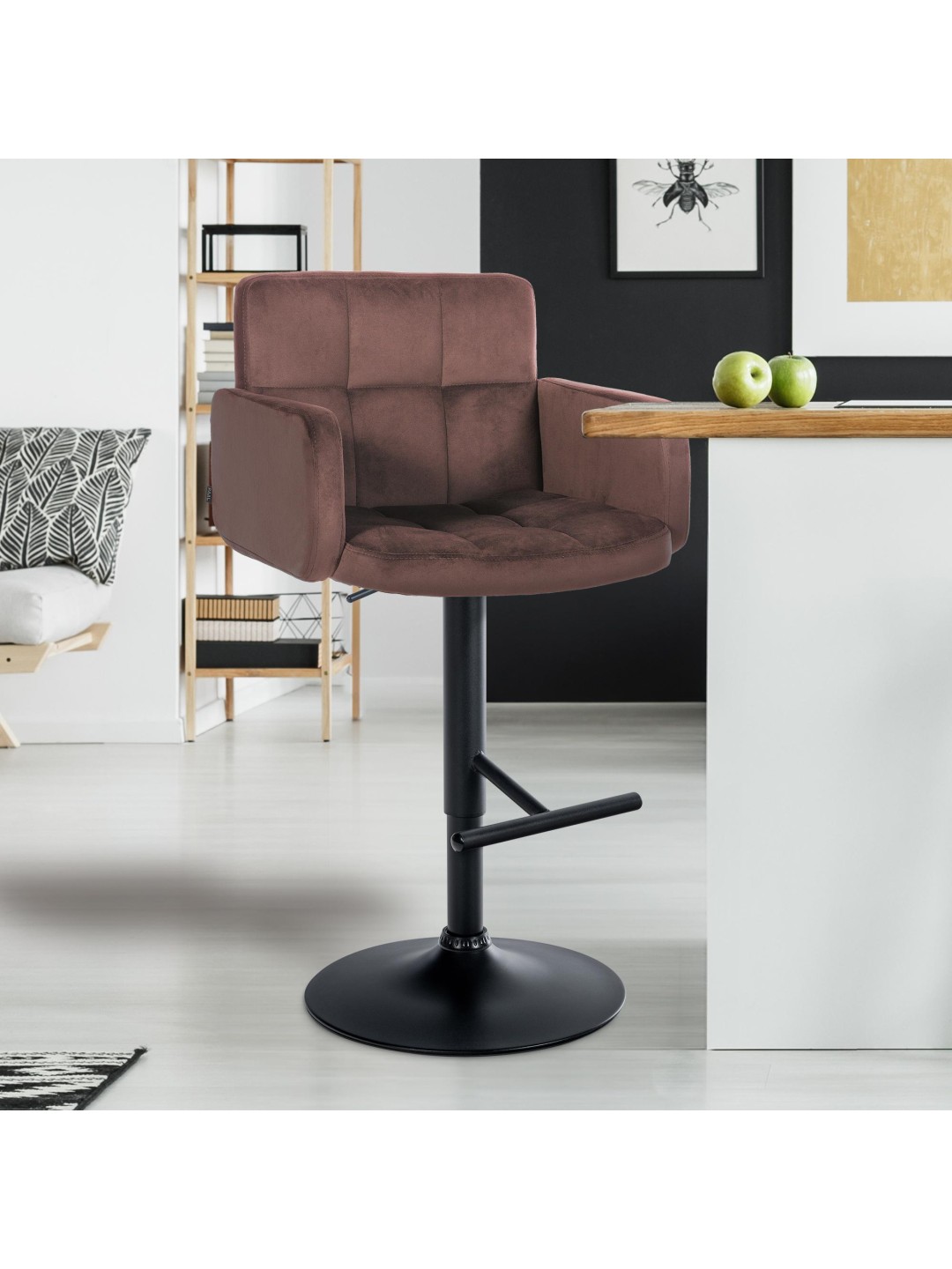 Juego de 2 taburetes de bar Los Ángeles terciopelo, marrón