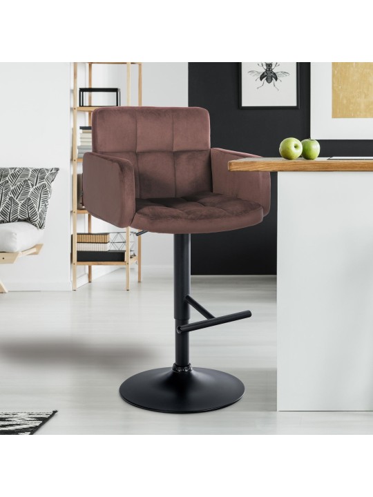 Juego de 2 taburetes de bar Los Ángeles terciopelo, marrón