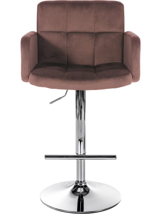 Juego de 2 taburetes de bar Los Angeles terciopelo cromado, marrón