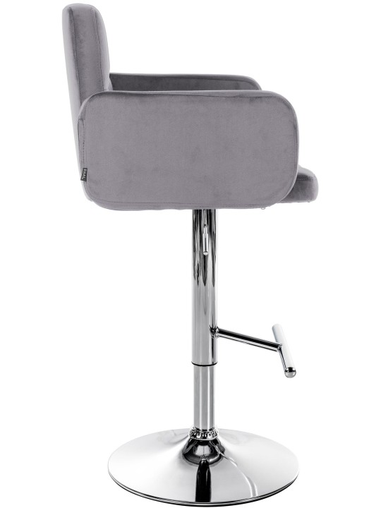 Juego de 2 taburetes de bar Los Angeles terciopelo cromado, gris oscuro