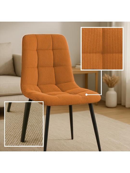 Juego de 2 sillas de comedor Antibes Cord, naranja