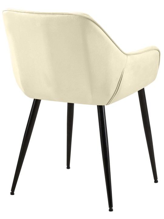 Silla de comedor Vessa terciopelo, crema