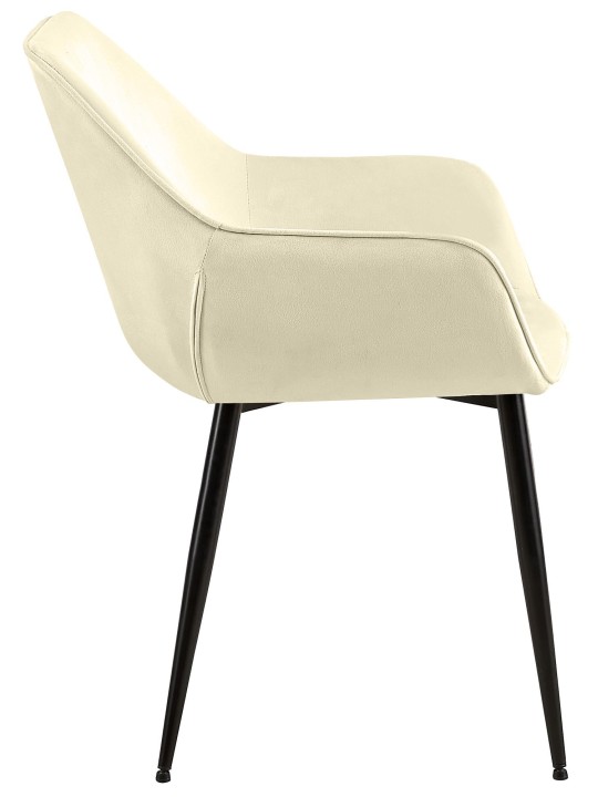 Silla de comedor Vessa terciopelo, crema