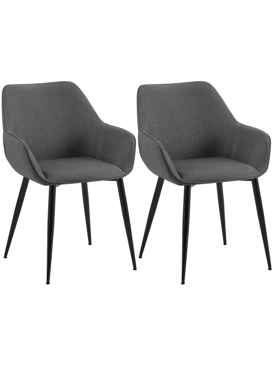 Juego de 2 sillas de comedor tela Vessa, gris oscuro