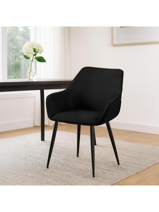 Juego de 2 sillas de comedor tela Luena, negro