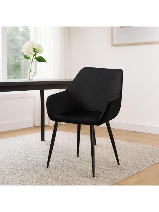 Juego de 2 sillas de comedor Luena terciopelo, negro Juego de 2 sillas de comedor Luena terciopelo, negro