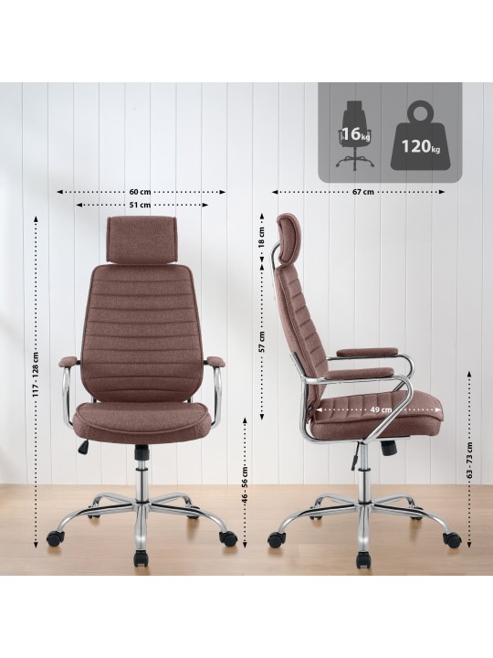 Silla de oficina Rako tela, marrón