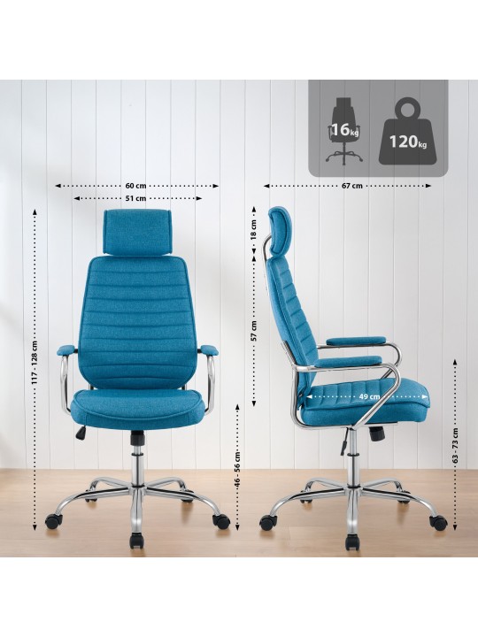 Silla de oficina Rako tela, azul