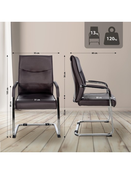 Juego de 2 sillas para visitas Hobart, marrón