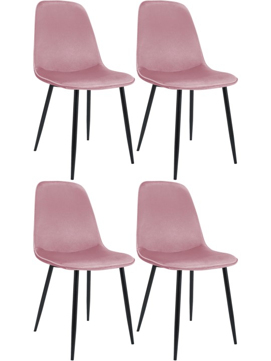 Juego de 4 sillas de comedor Maryam terciopelo, rosa