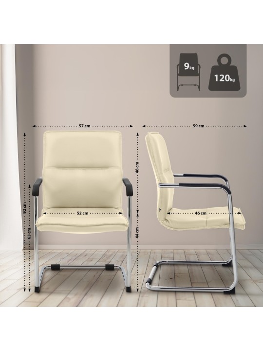 Juego de 2 sillas de visita Seattle, crema