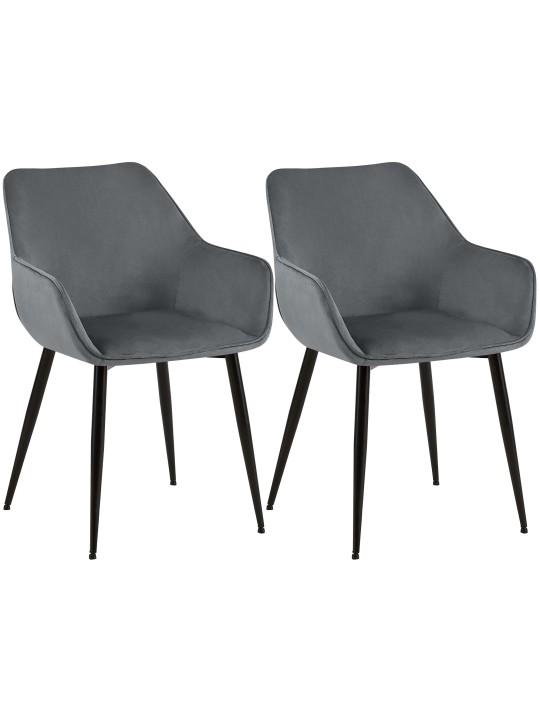 Juego de 2 sillas de comedor Luena terciopelo, gris oscuro Juego de 2 sillas de comedor Luena terciopelo, gris oscuro