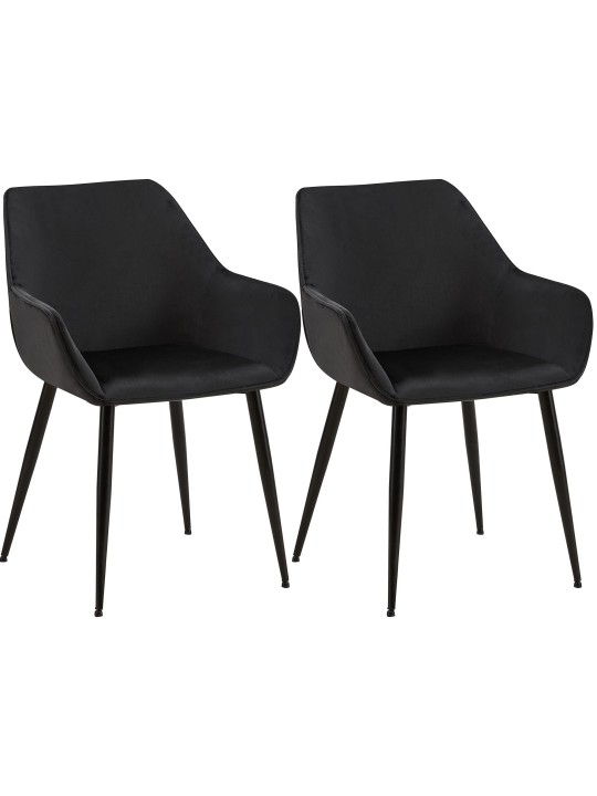 Juego de 2 sillas de comedor Luena terciopelo, negro Juego de 2 sillas de comedor Luena terciopelo, negro