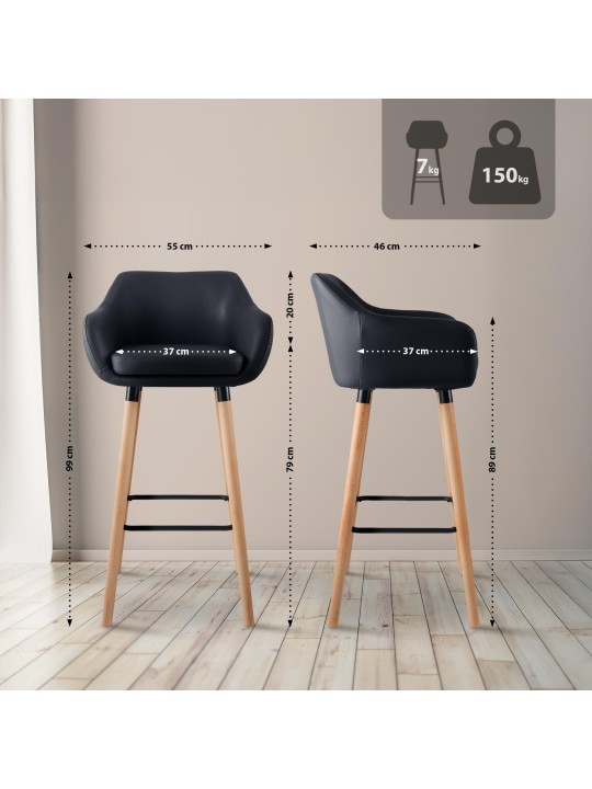 Taburete de bar Grant piel sintética, negro Taburete de bar Grant piel sintética, negro