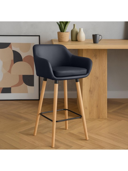 Taburete de bar Grant piel sintética, negro Taburete de bar Grant piel sintética, negro