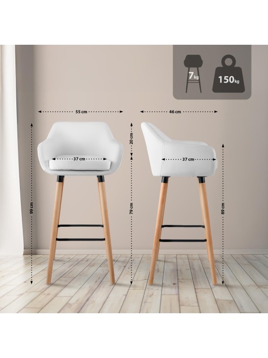 Taburete de bar Grant piel sintética, blanco Taburete de bar Grant piel sintética, blanco