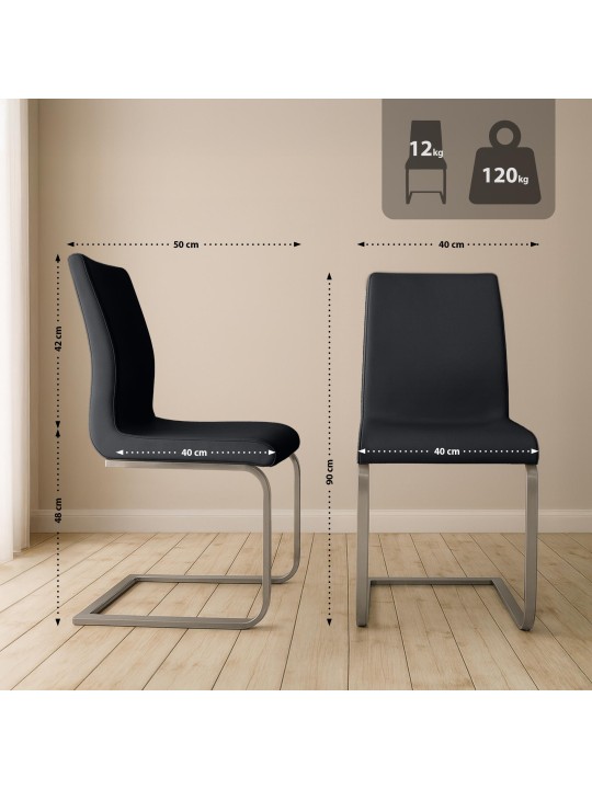 Juego de 2 sillas de comedor Belfort, negro