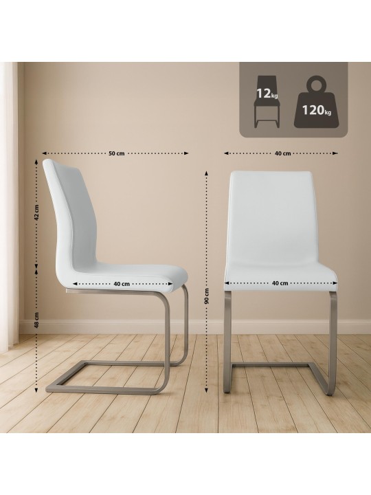 Juego de 2 sillas de comedor Belfort, blanco