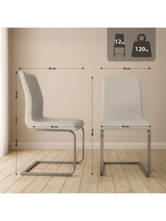 Juego de 2 sillas de comedor Belfort, crema