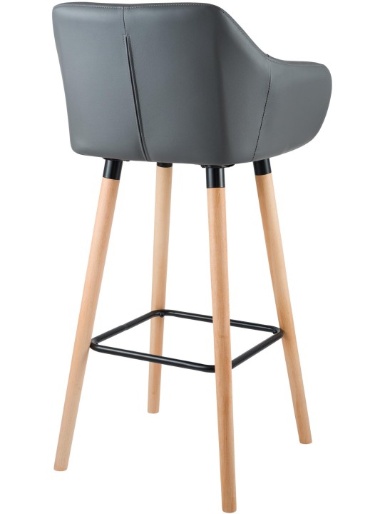 Juego de 2 taburetes de bar Grant de piel sintética, gris