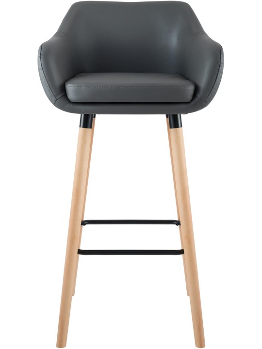 Juego de 2 taburetes de bar Grant de piel sintética, gris