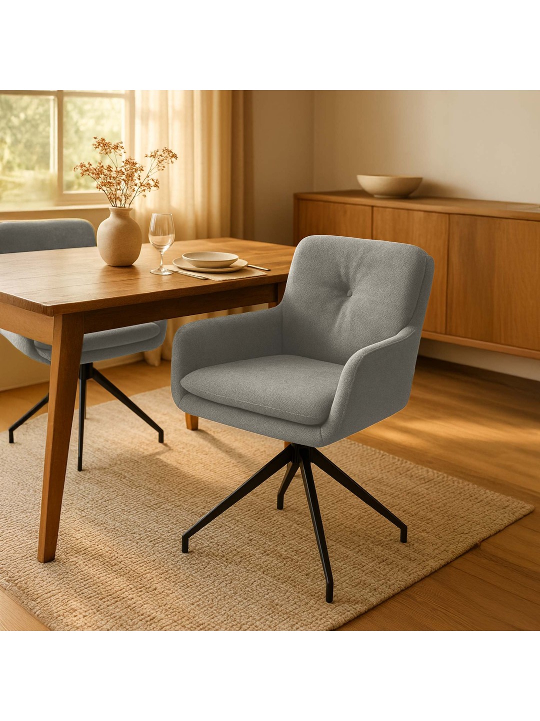 Silla de comedor tela Pickett, taupe