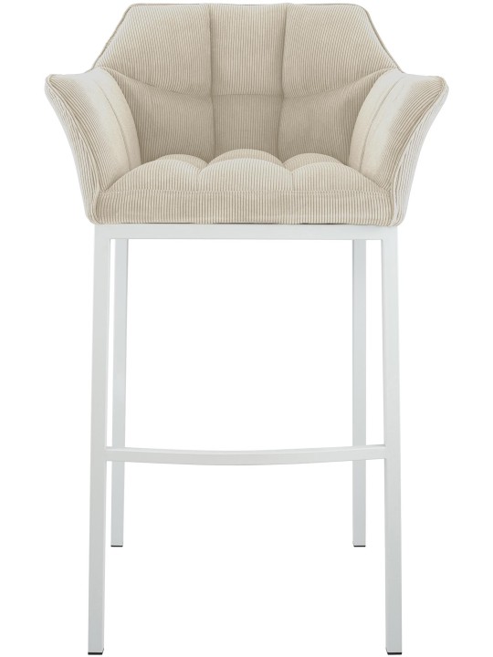 Taburete de bar Damaso W Cord con estructura de 4 pies, crema