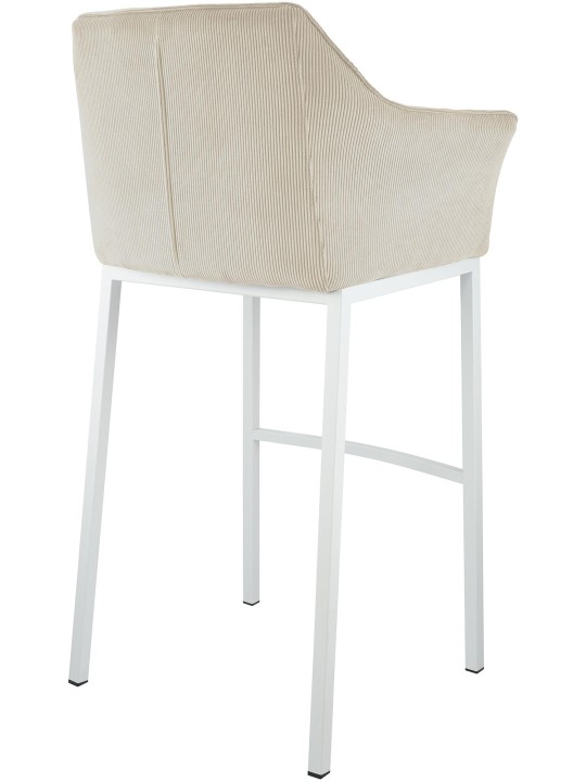 Taburete de bar Damaso W Cord con estructura de 4 pies, crema