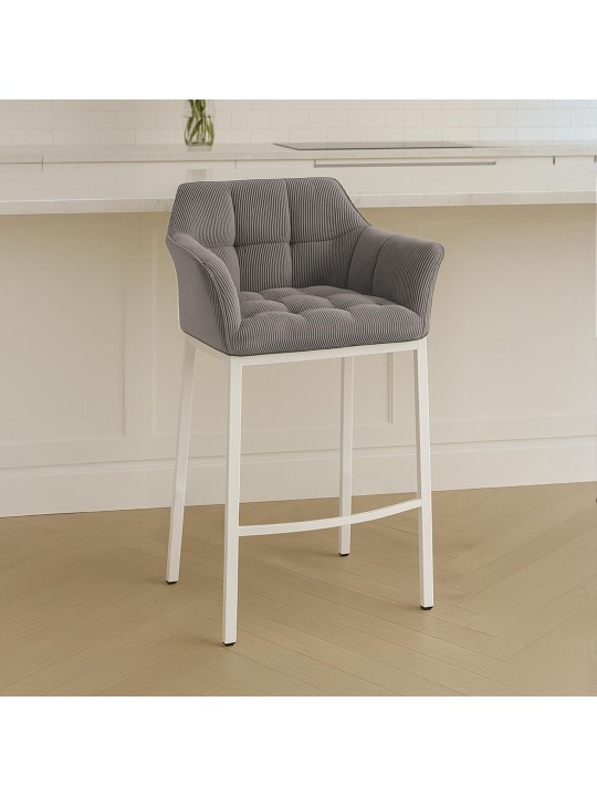 Taburete de bar Damaso W Cord con estructura de 4 pies, taupe