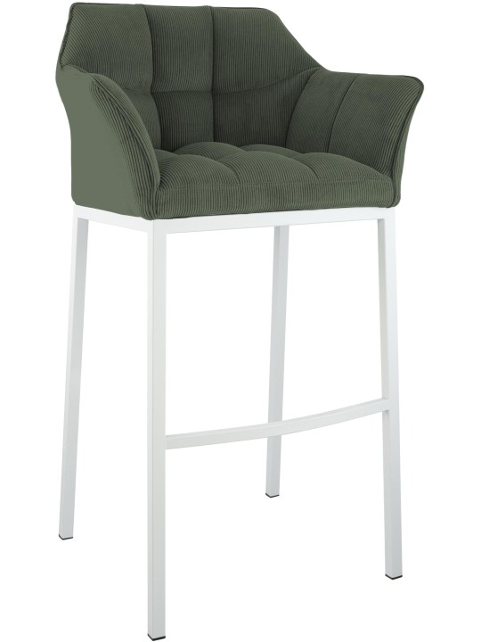 Taburete de bar Damaso W Cord con estructura de 4 pies, verde