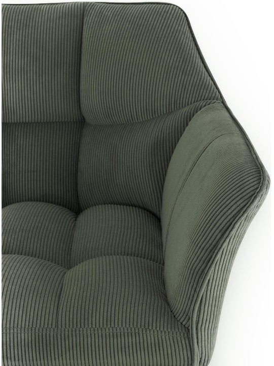 Taburete de bar Damaso W Cord con estructura de 4 pies, verde