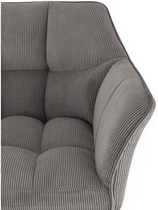 Taburete de bar Damaso W Cord con estructura de 4 pies, gris