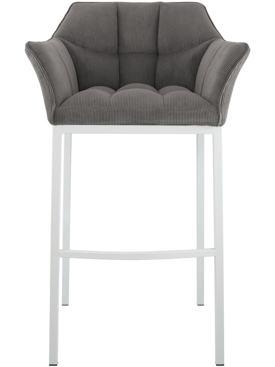 Taburete de bar Damaso W Cord con estructura de 4 pies, gris