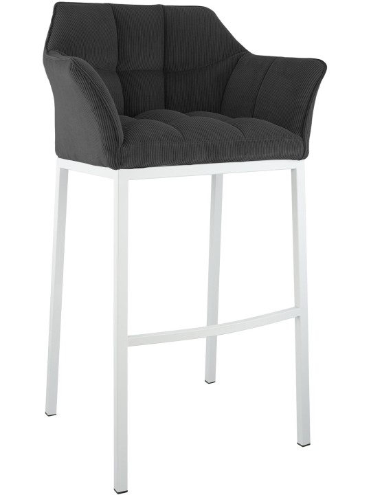 Taburete de bar Damaso W Cord con estructura de 4 pies, gris oscuro